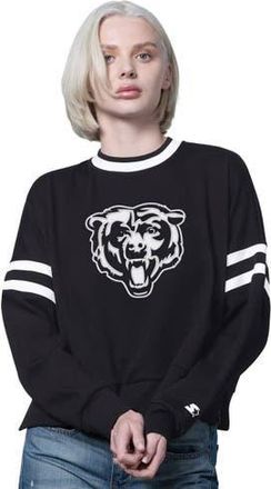Starter Womens Starter Black Chicago Bears Rally Drop Shoulder Cropped Sweatshirt at Nordstrom, Size Xx-Large
