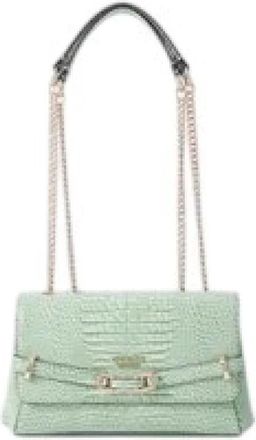 Guess Silvye Top Handle Flap - Dames - Schoudertassen - Groen - ONE Size - Leer - Tassen