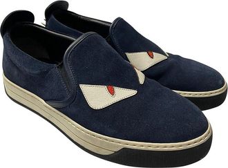 Fendi Fendi Womens Suede Monster 3D Eyes Slip-On Sneaker (Authentic Pre-Loved)