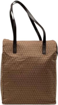Fendi Pre-owned Tote Bags, female, Brown, Size: ONE SIZE Pre-owned Nylon Tote Bag