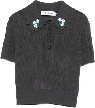 Self Portrait Ronde hals knitwear - Dames - Ronde hals truien - Grijs - L - Nylon - Truien & Vesten