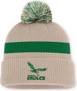 Nike Philadelphia Eagles Rewind Peak Nike Mens NFL Cuffed Pom Beanie in Brown | NF160HBT86V-M17