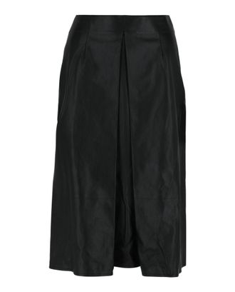 Ferragamo Pleated-Front Leather Midi Skirt