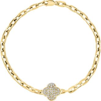 Effy 14K Gold Plated Sterling Silver Pav&eacute; Diamond Clover Bracelet at Nordstrom Rack, Size 7.5