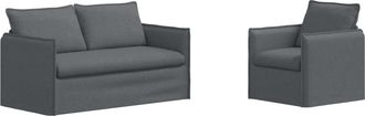 vidaXL Juego De Sof&aacute; 2 Uds. Gris Oscuro Tela Vidaxl