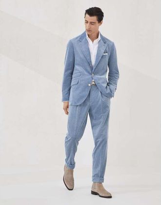 Brunello Cucinelli Mens Cloud Cotton Wool Blend Suit, Size 46