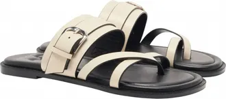 Free People Womens Belted Cross Strap Sandal In Bone Leather