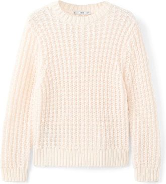 Mango Openwork Knit Sweater in Ecru at Nordstrom, Size X-Small