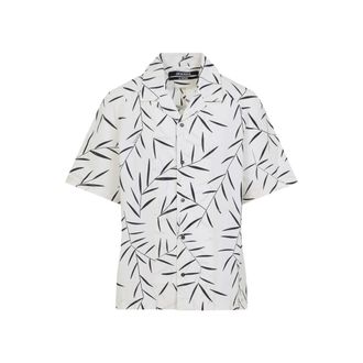 Jacquemus Short-Sleeve Abstract Leaf Print Cotton Shirt