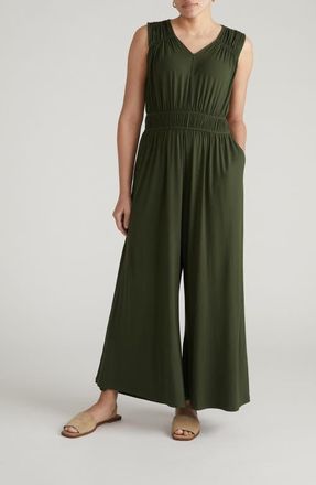Universal Standard The Zoey Liquid Jersey Wide Leg Jumpsuit in Coratina Green at Nordstrom, Size Xxx-Large