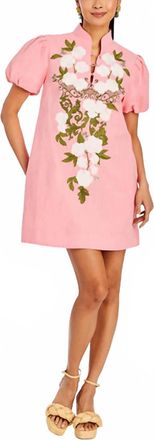 Mestiza New York Elliana Puff-Sleeve Embroidered Mini Dress In Ivory Royal