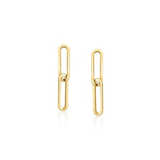 RS Pure by Ross-Simons 14kt Yellow Gold Paper Clip Link Drop Earrings