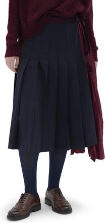 PDR Phisique Du Role Patch Technical Hand Virgin Wool Asymmetrical Midi Skirt