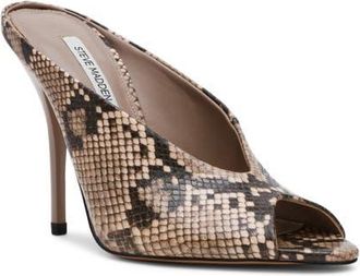 Steve Madden Agaze Peep Toe Slide Sandal in Snake at Nordstrom, Size 6.5