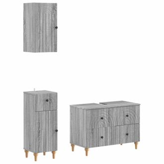 vidaXL Juego De Armarios De Ba&ntilde;o De 3 Piezas Alkmaar Sonoma Gris Vidaxl