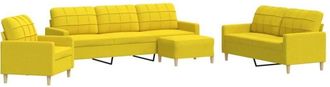 vidaXL Vidaxl - Juego De Sof&aacute;s Con Reposapi&eacute;s 4 Piezas Tela Amarillo Claro