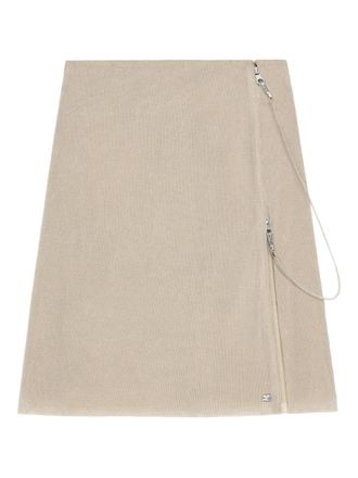 Courr&egrave;ges asymmetrical zip-front skirt - women - Polyamide/Aluminium/Fabric - 36 - Neutrals