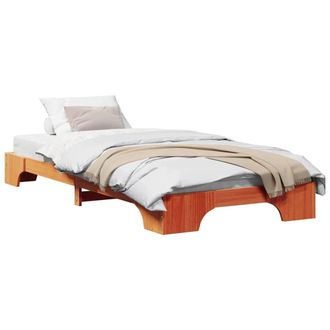 Berkfield Home Warm Bed Frame Wax Brown Solid Wood 75 x 190 cm Bed Frame