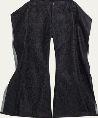 Junya Watanabe Floral Jacquard Wide-Leg Pants