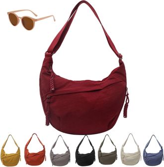 Generic Naturally Crossbody Bag, Lightweight Large Capacity Dumpling Shoulder Bags, Womens Fashion Plain Color Nylon Hobo Bag