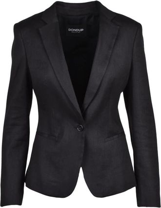 Dondup Blazer Stondato - Dames - Blazers - Zwart - M - Linnen - Jassen