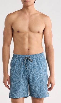 Hurley Botanic Lines Volley Swim Shorts in Grey/Navy at Nordstrom Rack, Size Small