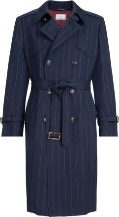 Brunello Cucinelli Gestreepte trenchcoat - Blauw