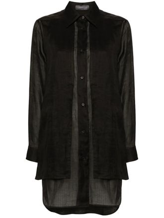 Lorena Antoniazzi layered ramie shirt - women - Ramie - 38 - Black