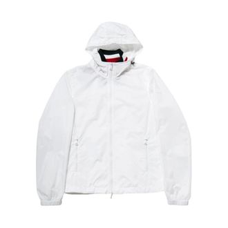 Paul & Shark Jassen, Heren, Wit, L, Nylon, Lichtgewicht Jas met Capuchon en Gestreepte Kraag