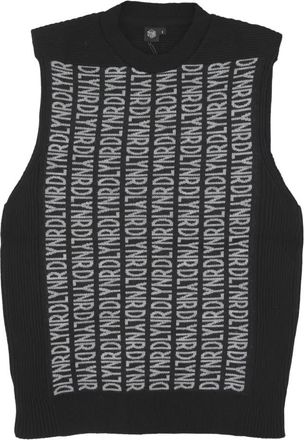 Dolly Noire Zwarte Mouwloze Gebreide Vest - Heren - Spencers - Zwart - M - Truien & Vesten