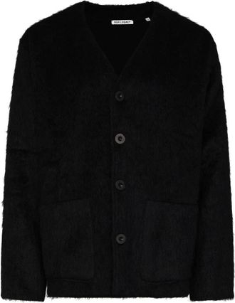 Our Legacy Zwarte wollen blend cardigan met V-hals en knoopsluiting - Heren - Vesten - Zwart - L - Wol - Truien & Vesten