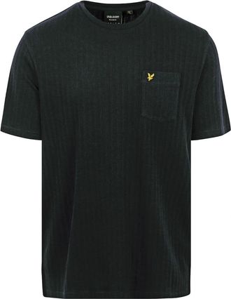 Lyle & Scott Mens Lyle & Scott Pocket Logo Textured Gunmetal T Shirt - Black/Black - Size: 40