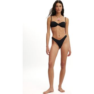 Cotton On Womens Dip Front High Side Brazilian Bikini Bottom in Black at Nordstrom, Size X-Small