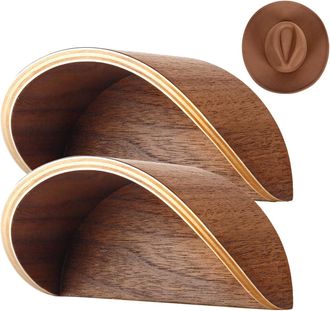 OEM Porte-chapeau Mural - Bois De Noyer - Pour Chapeau Western - Sans Contact Sur Le Bord - Lot De 2