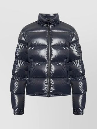 Moncler high collar quilted jacket with shiny finish