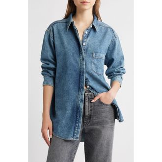 Good American Easy Denim Shirt in Indigo762 at Nordstrom Rack, Size X-Small