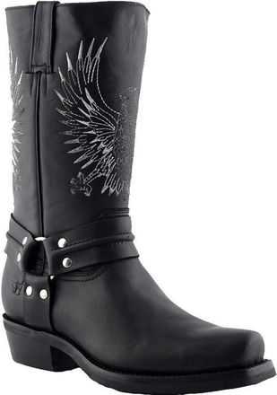Grinders Mens Bald Eagle Black Leather Slip On Square Toe Cowboy Western Boots 9