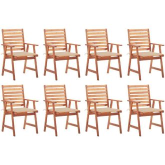 vidaXL Vidaxl - Sillas Comedor De Jard&iacute;n Y Cojines 8 Uds Madera Maciza Acacia
