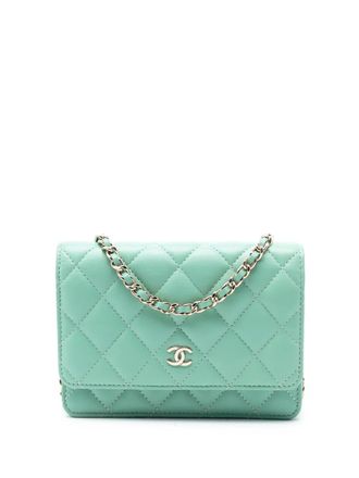 Chanel 2020 Mini CC Quilted Lambskin Wallet On Chain crossbody bag - Groen