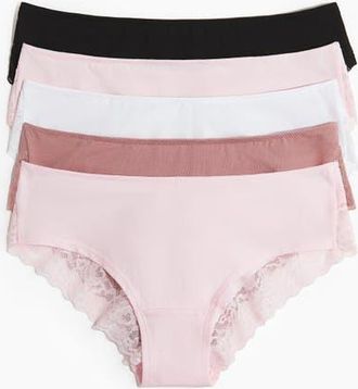 H&M 5-pack Hipster Briefs in Pink/white/black at Nordstrom, Size X-Large