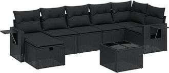 vidaXL Set De Sof&aacute;s De Jard&iacute;n 8 Piezas Y Cojines Rat&aacute;n Sint&eacute;tico Negro Vidaxl