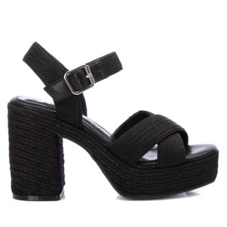 Xti Womens Heeled Jute Sandals In Black