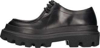 Dolce & Gabbana Leren Enkellaarsjes - Heren - Veterschoenen - Zwart - 45 EU - Leer - Schoenen