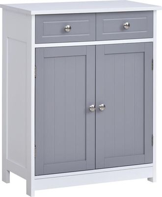 Kleankin Kleankin - Bathroom Floor Storage Cabinet w/ 2 Drawers Door Cupboard Multicolour