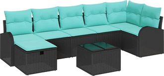 vidaXL Conjunto De Sof&aacute; De Jard&iacute;n 8 Uds. Negro Rat&aacute;n Sint&eacute;tico Vidaxl