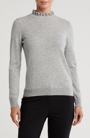 Sofiacashmere Ruffle Mock Neck Cashmere Sweater in Medium Grey at Nordstrom Rack