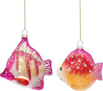 Mark Roberts Glittered Fish Ornament, Set of 6 in Fuschia at Nordstrom