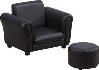 HOMCOM Homcom - Kids Sofa Set Toddler Chair Children Couch Seating Armchair w/ Footstool Black