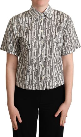 Dolce & Gabbana White Floral Collared Blouse Womens Shirt