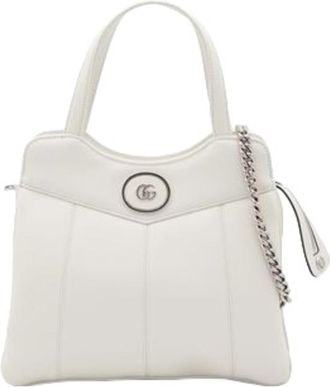Gucci Chalk Leather Small Petite Gg Handbag